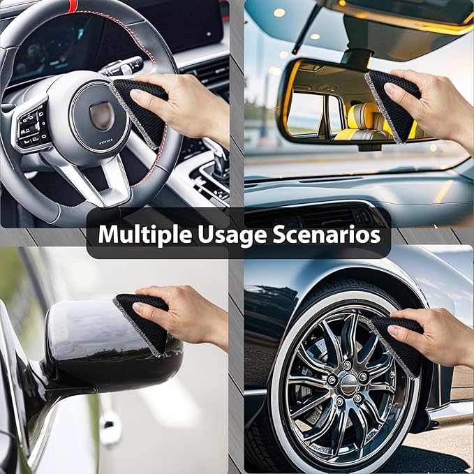 2 Pcs Triangle Tire Shine Applicator, Reusable Tire Dressing Applicator Pads, Tire Gel Sponge Contoured for Car Detailing Cleaning