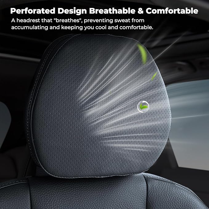 2 Packs Car Headrest Pillow for Volvo XC90 XC60 XC40 S60 S90 EX30 EX90 V60 V90 Interior Accessories, Soft & Breathable Head Support Cushion Car Front Seat Neck Pillow (Black)