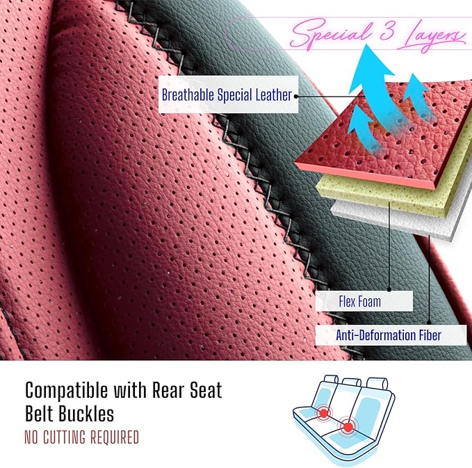 Premium Car Seat Covers Front Seat - Nappa Leather Car Seat Cover for SUV, Cars, Most Pickups, Burgundy, Car Seat Protector, Car Seat Covers Front Seats, Car Seat Protector