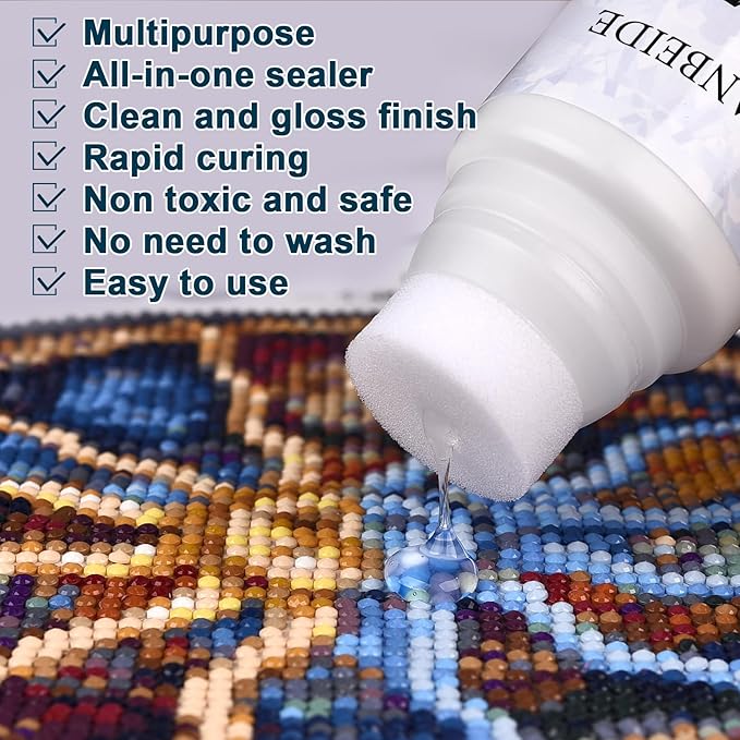 LANBEIDE Diamond Painting Sealer, 5D Diamond Painting Glue Permanent Hold & Shine Effect Sealer for Diamond Painting and Puzzle Glue 120ML (4 OZ)