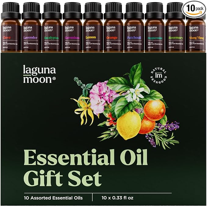 Essential Oils Set - Top 10 Gift Set Blends for Fragrance, Diffusers, Humidifiers, Aromatherapy, Cars & Home Products, Room Sprays, Candle Making, Yoga - Fragrance Oils for Botanical Fresheners Making