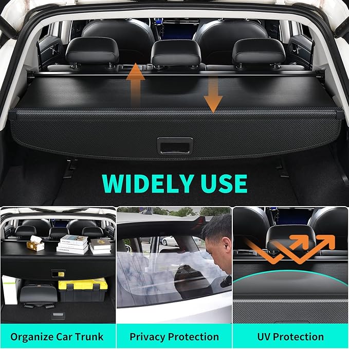 Tecoom Cargo Cover fit for Toyota RAV4 Accessories 2019-2024, Retractable Rear Trunk Cover Luggage Security Shade, Anti-Peeping Privacy Screen Protector, Carbon Fiber Texture