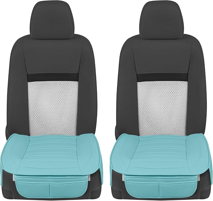 Motor Trend Seat Covers for Cars Trucks SUV, Faux Leather 2-Pack Mint Padded Car Seat Covers with Storage Pockets, Premium Interior Car Seat Cover