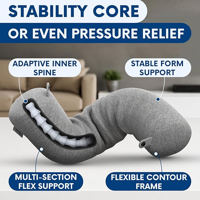 Memory Foam Neck Pillow Travel Airplane - Comfortable & Adjustable Twist Airplane Pillow for Long Flight with Soft Washable Velvet Cover, Eye Mask & Earplugs | 360° Neck Support, Chin, Lumbar