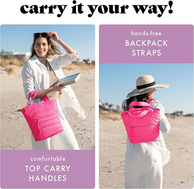 Fit & Fresh Mari Cooler Backpack for Women, Insulated Leakproof Soft Cooler Bag (12 Can), Lunch Tote, Beach Cooler, Lightweight Travel Picnic Tote, Hot Pink