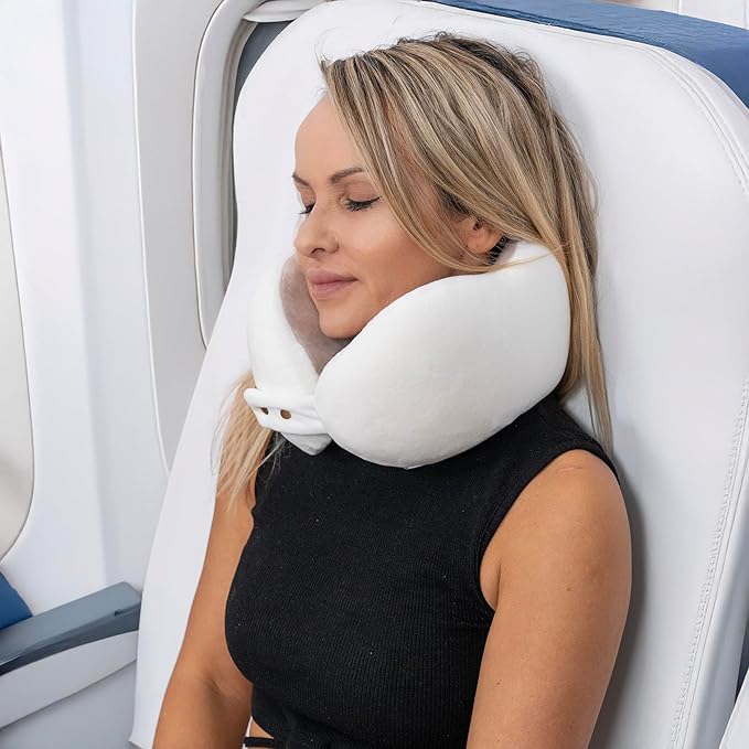 Women's Small Fitted Neck Pillow for Traveling, Memory Foam Travel Pillow, Travel Neck Pillows for Airplanes, Travel Essentials for Flying, Car Essentials for Women, Plane Pillow in Ash