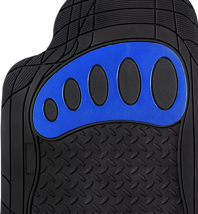 FH Group Automotive Floor Mats - Heavy-Duty Footprint Design Rubber Floor Mats for Cars, Universal Fit Full Set, Climaproof Floor Mats, Trimmable Floor Mats for Most Sedan, SUV, Truck Floor Mats Blue