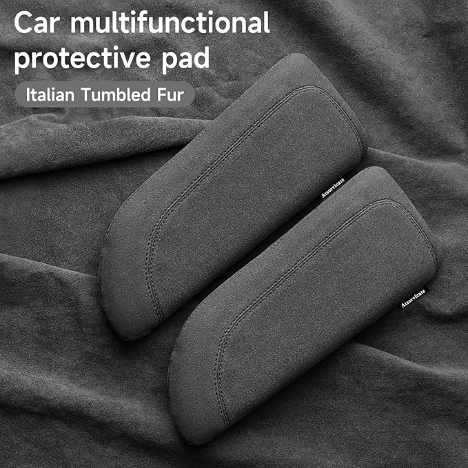 Italian Alcantara Style Fur Car Elbow Rest Pad - Universal Armrest & Knee Cushion - Thigh Support Comfort Pillow