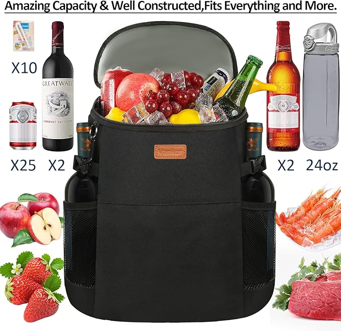 Camping Cooler Backpack 30 45 Cans, Soft Backpack Coolers Insulated Leak Proof Travel Cooler Bag Waterproof Lunch Picnic Beach Work Trip Thermal Bag Drink Beverage Beer Bag Cooler