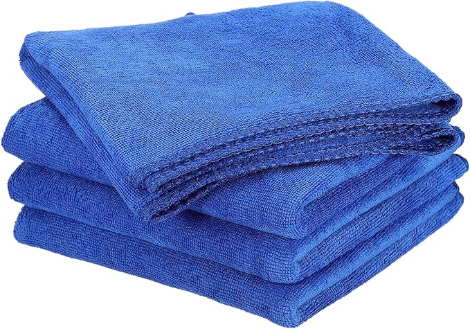 HARFINGTON 4 Pack Microfiber Cleaning Cloth, 20" x 10" Multi-Functional Cleaning Towels Reusable Absorbent Rags for Car Wash Kitchen Household Window Clean, Sapphire Blue
