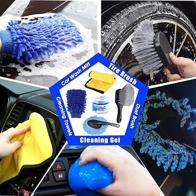 26Pcs Car Detailing Kit, Car Detailing Brush Set, Auto Detailing Drill Brush Set, Car Detailing Brushes, Car Wash Kit, Car Accessories For Men, Car Cleaning Tools Kit for Interior, Exterior, Wheels