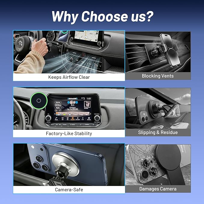 Phone Mount for Nissan Rogue (2021-2024 2025, 8" Screen) / Altima (2019-25) / Sentra (2020-25), 15W Wireless Charger, Magnetic Phone Holder, 360°Magsafe Car Mount, 2022 2023 Nissan Rogue Accessories