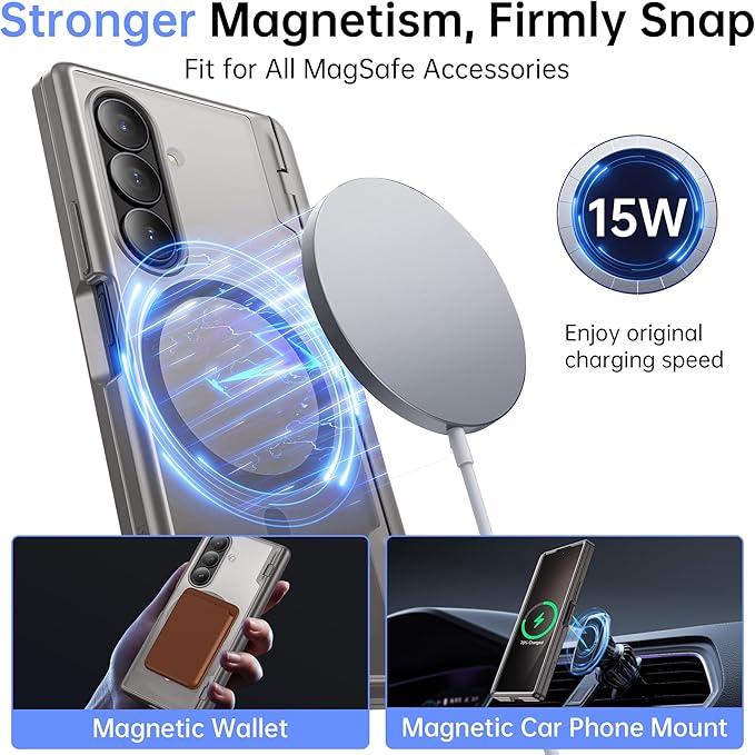 MOBOSI Magnetic for Z Fold 7 Case with Privacy Screen Protector, Samsung Galaxy Z Fold7 Cover[Compatible with Magsafe & Full Body Hinge Protection] Shockproof Phone Cases for zfold 7, Gray