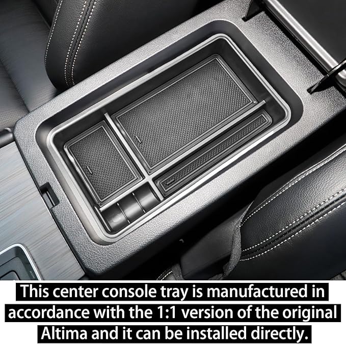 RUNROAD Center Console Organizer Tray Compatible with Nissan Altima 2019 2020 2021 2022 2023 2024 2025 Accessories, Insert Armrest Tray Secondary Storage Box Coin Holder Console Dividers, Black