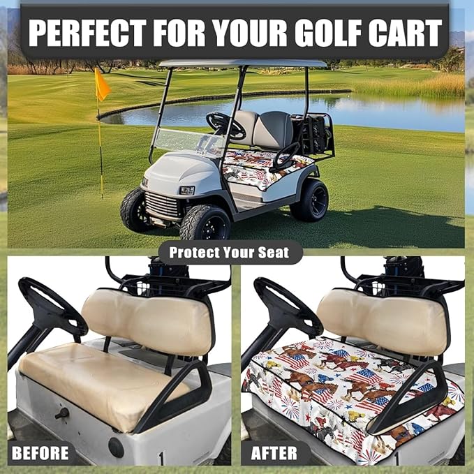 Biyejit Golf Cart Seat Covers with 4 Pockets Golf Cart Seat Towel Blanket Fits 2-Seat Golf Carts, Golf Cart Accessories