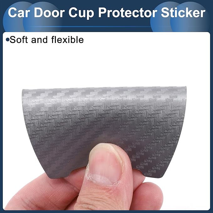 3D Car Door Handle Scratch Protector, 68x85mm Removable Magnetic Car Door Handle Protective Film Grey, 4 Pcs