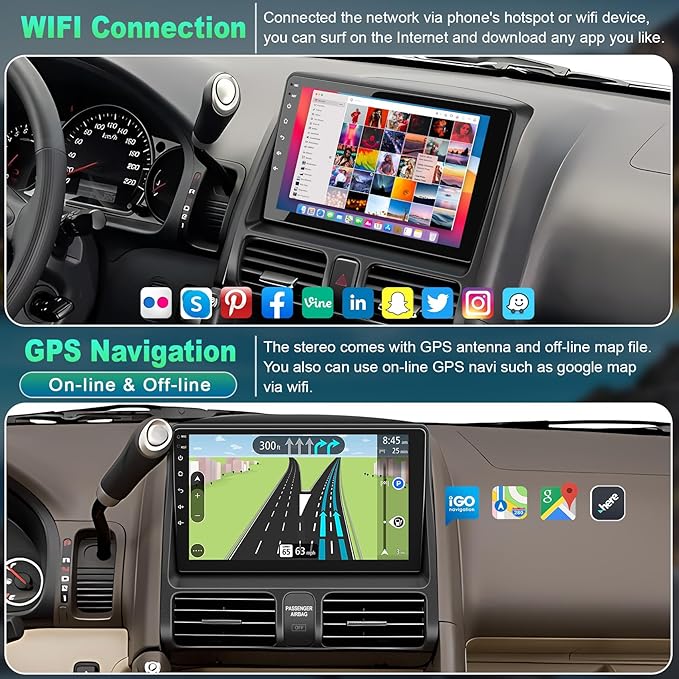 4G+64G Car Radio for Honda CRV 2002 2003 2004 2005 2006, Support Wireless Carplay&Android Auto, Bluetooth/Voice Control/GPS/WiFi/Back-up Camera/SWC/FM, 9 Inch IPS Touch Screen for Honda CRV