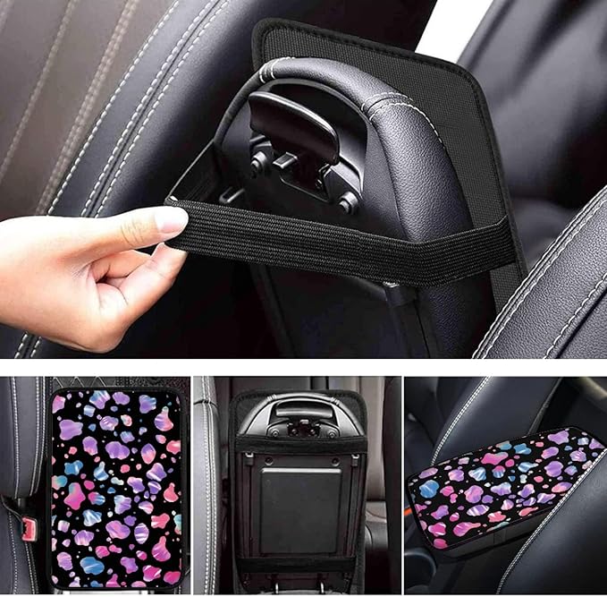 Coldinair Tie Dye Cow Print Car Center Console Pad Soft Armrest Protector Cover Universal Fit for Most Cars,SUV,Truck,Washable