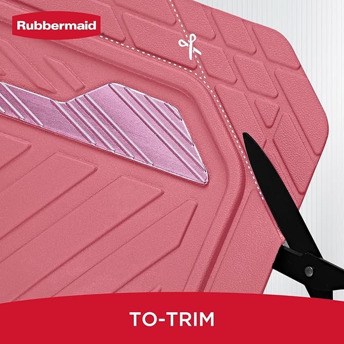 Rubbermaid Car Floor Mat, Heavy Duty All-Weather Car Mats Full Set with Dual-Tone Pink and Sliver Aluminum Inserts – Universal Fit, Anti-Slip Backing, Trim-to-Fit for Most SUV, Sedan, Van