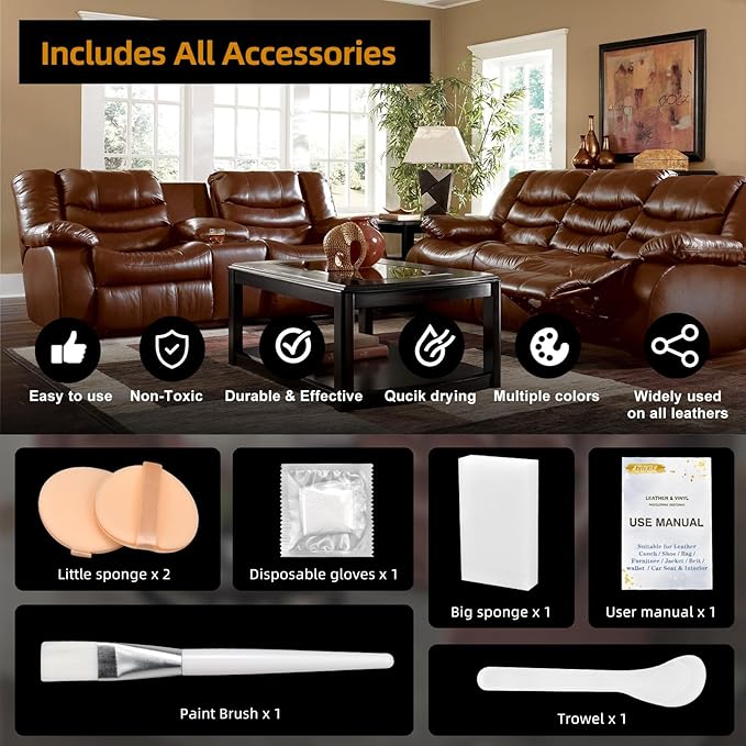 Leather Recoloring Balm, Leather Color Restorer, Leather Restorer for Couches, Leather Scratch Remover, Leather Scratch Repair, Leather Repair Kit for Furniture, Leather Dye (Gray)