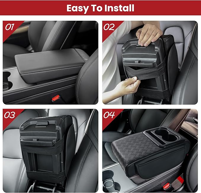 Car Armrest Center Console Cover with Cup Holder 2 Storage Box for Rear Seat Armrest Middle Console Cover 2.95 in Tall Relax Muscles Design, Ideal for Family Trips, Multi-Functional Center Console
