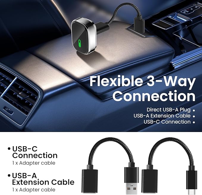 Wireless CarPlay Adapter, 2-in-1 CarPlay & Android Auto Adapter – Mini Snug Fit Design, Convert Factory Wired to Wireless for iPhone iOS 10+ & Android 11+