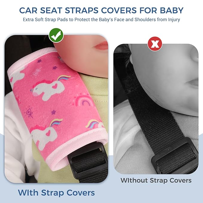 COOLBEBE Car Seat Straps Shoulder Pads for Baby Kids, Super Soft Seat Belt Covers for All Car Seats/Pushchair/Stroller/High Chair
