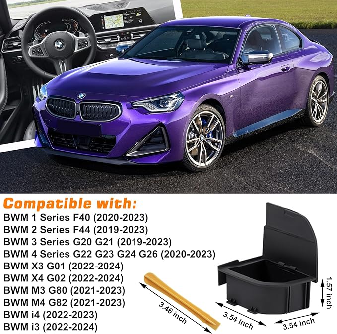 Center Console Organizer Compatible with BMW 1 2 3 4 Series X3 X4 F40 F44 G20 G21 G22 G23 G24 G26 G01 G02 M4 G82 M3 G80 i4 i3 LHD Modification ABS Hidden Storage Box