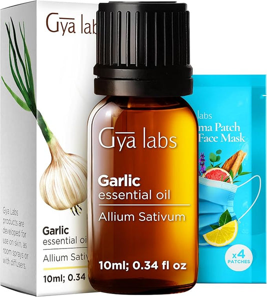 100% Pure Garlic Essential Oil - 0.34 Fl Oz - Garlic Oil for Hair, Skin, Diffuser, Aromatherapy & DIY Candle Making Scent