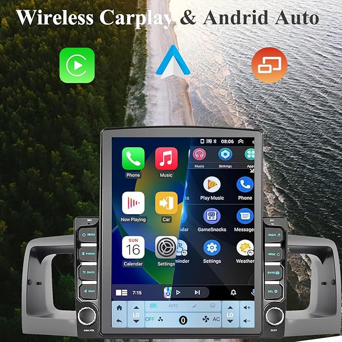 9.7" Android 15 Car Radio Compatible with Toyota Corolla 2003-2008(Non-J.B.L Version), Wireless CarPlay/Android Auto, 2G+64G, GPS, Bluetooth 5.1, Supprt Steering Wheel Control & Backup Camera