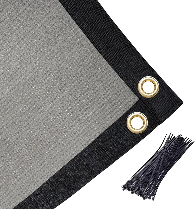 Amagenix 90% Shade Fabric 12'X 19' Gray Sun Shade Cloth with Grommets for Pergola Replacement Shade Cover Canopy, Heavy Duty, Cable Zip Ties Included (We Customized)