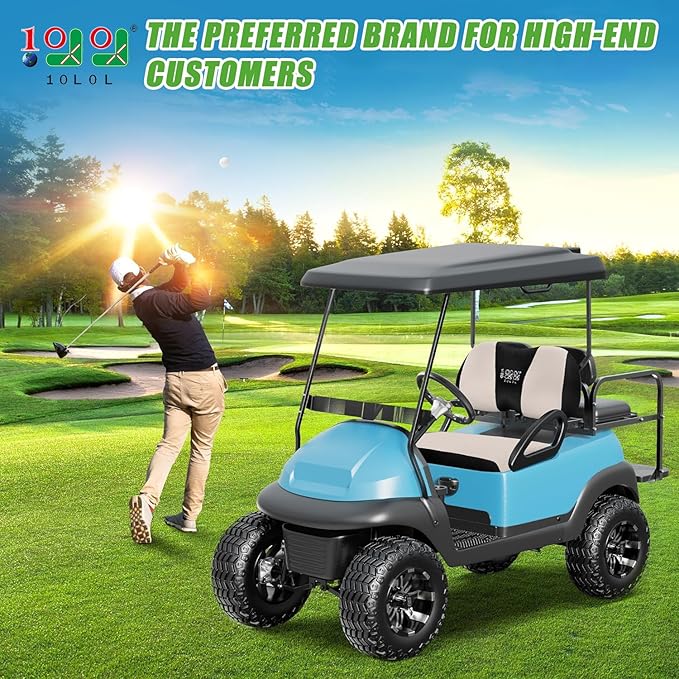 10L0L Golf Cart Seat Covers Universal for Yamaha G29 Drive2 Club Car Precedent Tempo Standard Front Seats, Breathable Mesh Bench Seat Cover, No Drilling Seat Cushion - All-Season Comfort