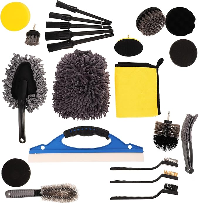 Luxshiny 23pcs Car Detailing Brush Kit with Wheel and Tire Cleaning Brushes Car Interior Duster Set for Dashboard Vents and Exterior Cleaning Multipurpose Automotive Wash Tools and Suvs