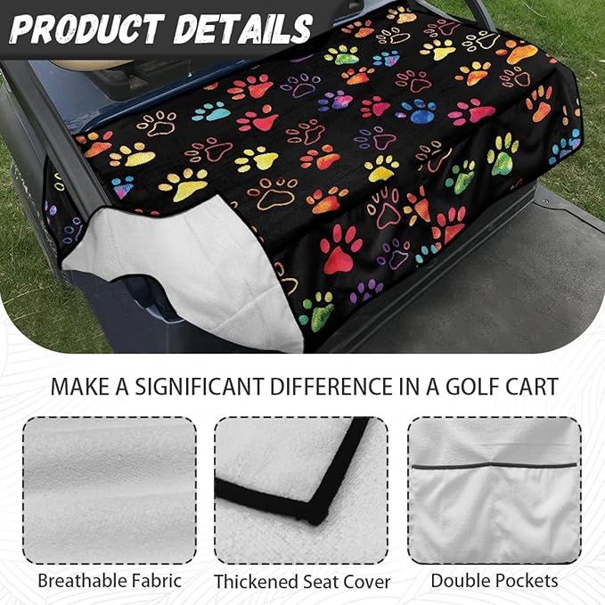 Biyejit Golf Cart Seat Covers with 4 Pockets Golf Cart Seat Towel Blanket Fits 2-Seat Golf Carts, Golf Cart Accessories