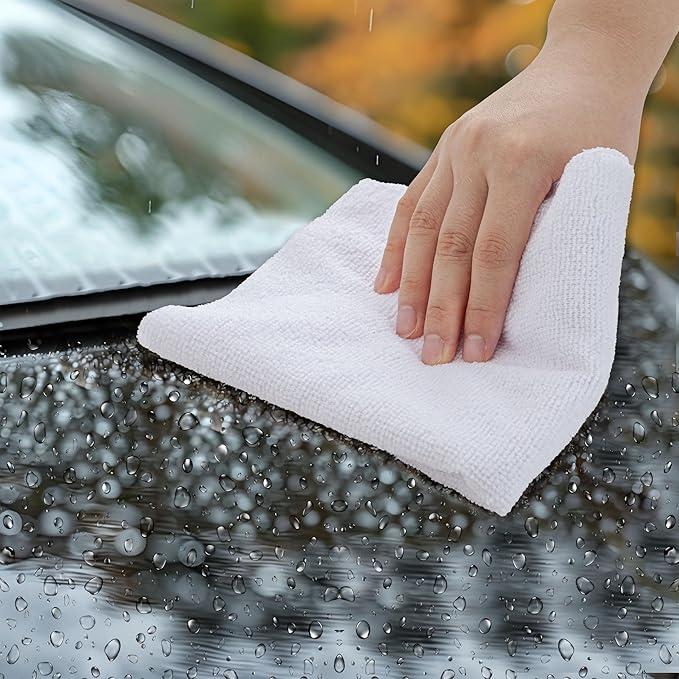 CARTMAN 30 Pack Microfiber Cleaning Cloth, Reusable Tear Away Towels Roll, 12"x12", Multi-Purpose Microfiber Towels Cleaning, Lint Free, Absorbent Cleaning Rags for Kitchen, Car, Glass White