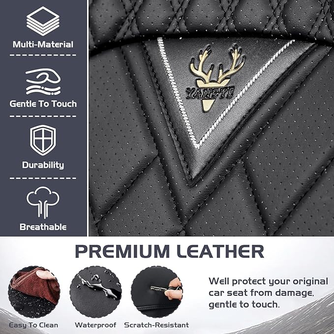 Truck Seat Covers for Ram 1500 2009-2026, Waterproof Premium Leather Full Coverage Car Seat Cover, Muscle Sport Style Auto Interior Seat Cover Sets (Front Set/Black Red)