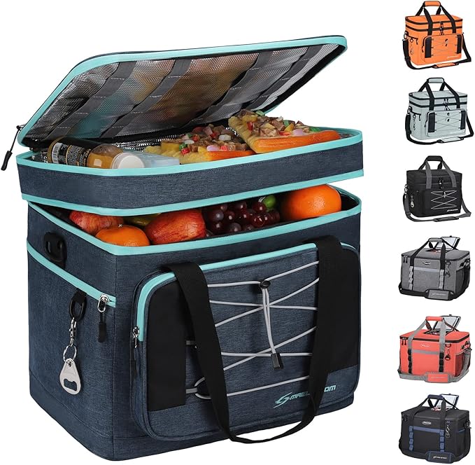Maelstrom Portable Collapsible Soft Cooler Bag – 24/30/60 Cans Double-Deck Leakproof Ice Chest for Beach, Camping & Grocery