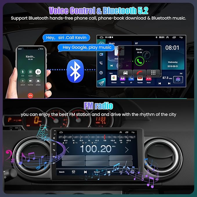 (8Core + 64GB) Car Radio Stereo for Toyota Scion XB 2007-2019, 7" QLED Touchscreen with Wireless CarPlay & Android Auto& Mirror Link, Android 15 System