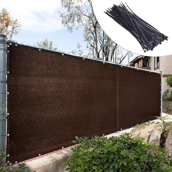 Royal Shade Custom Size 5' x 163' Brown Fence Privacy Screen Windscreen Cover Netting Mesh Fabric Cloth - Cable Zip Ties Included (We Make Custom Size)