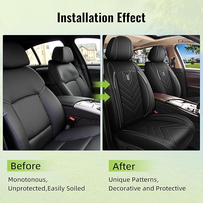 AOMSAZTO Car Seat Cover for Chevrolet Chevy Traverse 2018-2026 Front Set: Waterproof Faux Leather Car Seat Protector from Scratches - Interior Seat Covers Decoration Refresh Accessories - Black