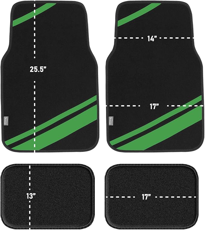 FH Group Car Floor Mats - Carpet Floor Mats for Cars, Universal Fit Automotive Floor Mats, All Purpose Car Floor Mats, Carpet Protector Mat for Most Sedan, SUV, Truck Floor Mats Green