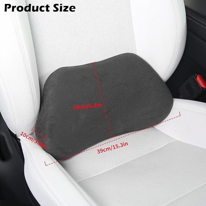 Lumbar Support Pillow for Car, Ergonomic Memory Foam Back Cushion for Driving, Seat Office Chair, Gaming Chair, Lower Back Support for Back Pain Relief, Black, 2 Pack