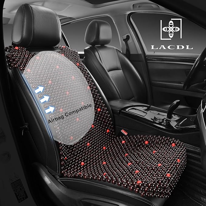 LACDL Beaded Car Seat Covers for Cars, Cooling Bead Seat Cover for Trucks & SUVs - Auto Ventilated Seat Cooler Pad, Natural Wood Breathable Beads - Sweat Protector for Summer, Stars