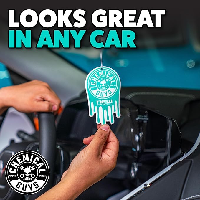 Chemical Guys Car Fresheners, Hanging Air Fresheners - New Car Scent for Cars, Trucks, SUVs, RVs, Home, Office, Work, Dorm Room, & More - 12 Pack