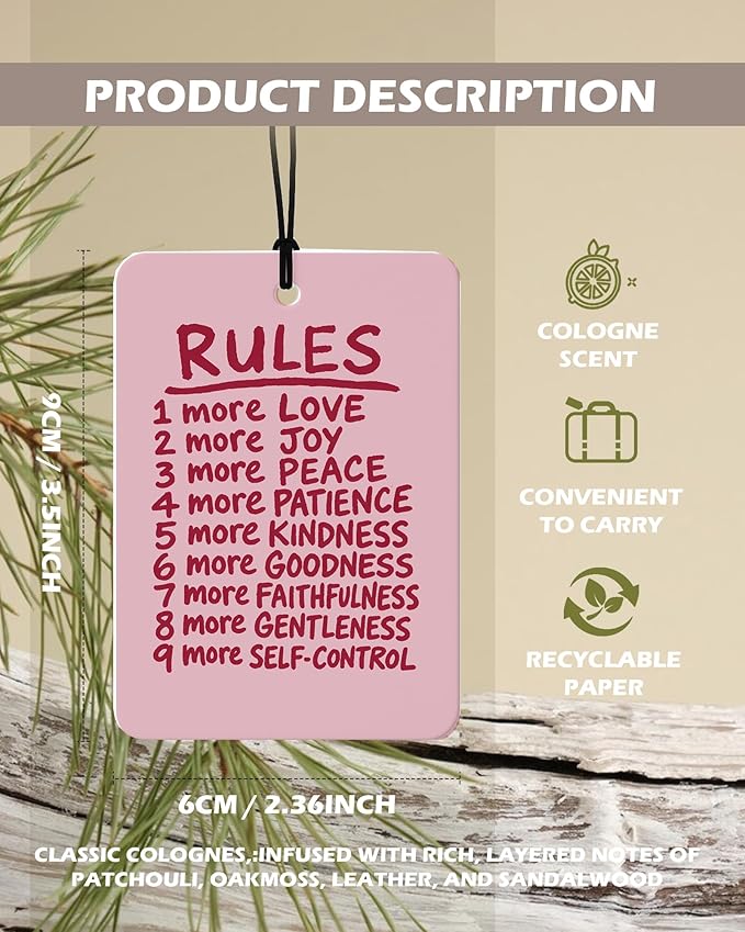 Retro Pink Christian Car Air Freshener 4 Pcs, Neutral Bible Verses Hanging Air Freshener for Cars Bathroom Dorm Books Decor, Vintage Religious Accessories Gifts for Women Men