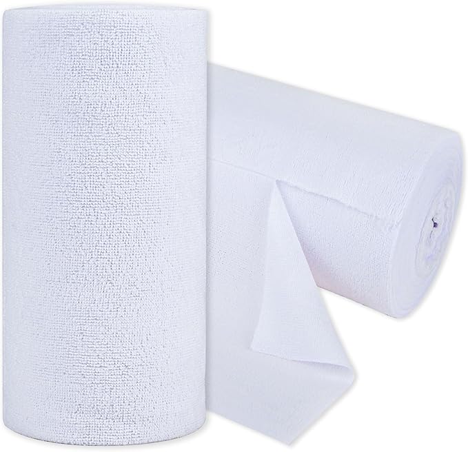 CARTMAN 60 Pack Microfiber Cleaning Cloth, Reusable Tear Away Towels Roll, 12"x12", Multi-Purpose Microfiber Towels, Lint Free, Absorbent Cleaning Rags for Kitchen, Car, Glass White
