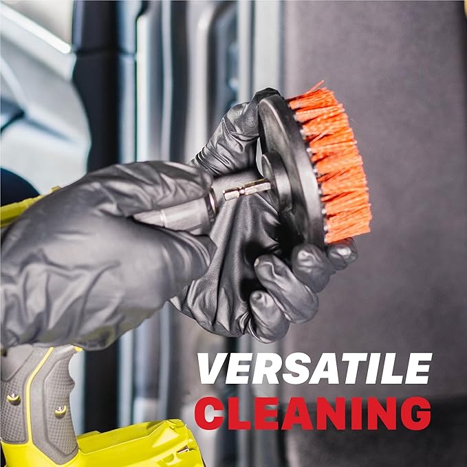 Maxshine 2", 4", & 5" M8 Medium-Duty Upholstery Carpet Brush with Drill Attachment Set – Power Scrubber Attachment for Car Detailing – Removes Grime, Stains & Spots from Fabric, Seats & Carpets