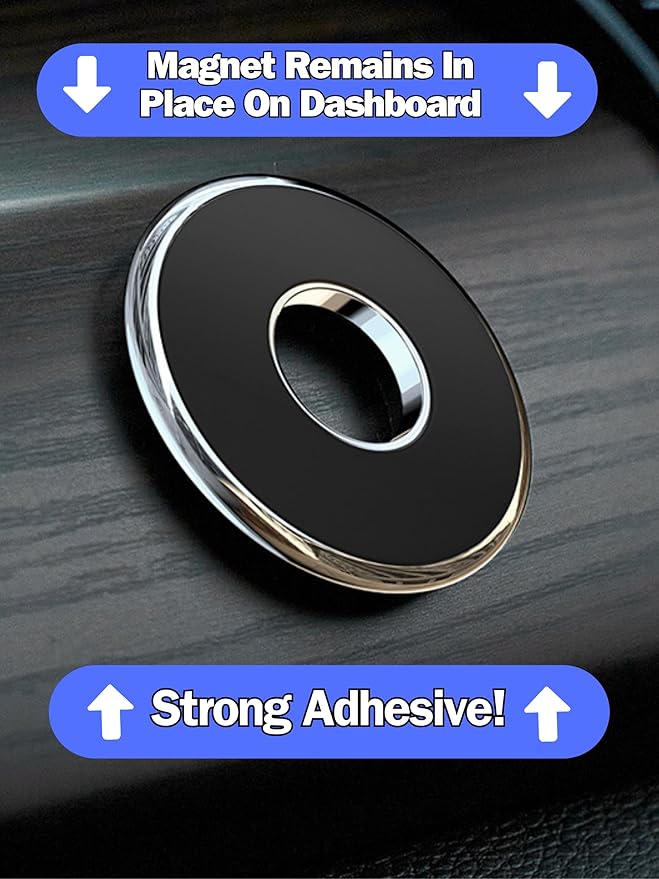 Magnetic Phone Mount for Car [Powerful Magnet] With [8 Pack] 3M Black Metal Plates Phone Holder for Car, Universal Magnetic Phone Mount Holder for Phones and Mobile Devices. (Black & Silver)