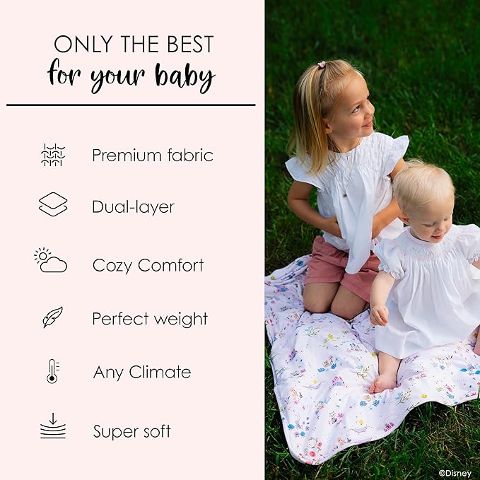 Milk Snob Disney A Wish Come True Baby Boy/Girl Swaddle Blanket, Soft Receiving, Security and Play, Toddler Infant NewbornBedding, Baby Shower, Baby Registry Gender Neutral Gift, 34 * 34 inches