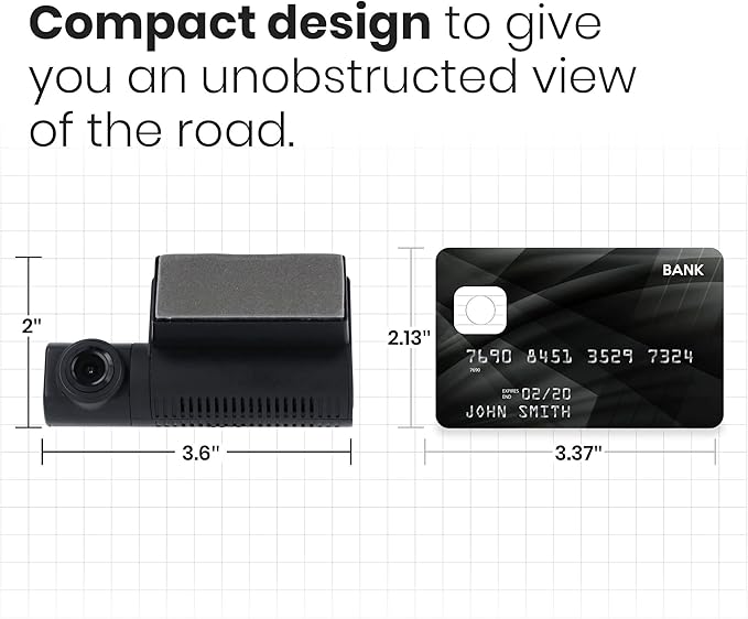 SYLVANIA - Roadsight Stealth Dash Camera - 140 Degree View, HD 1440p, 16GB SD Memory Card Included, Loop Recording, G-Sensor, Screenless, Parking Mode, GPS, Mobile App, Taxi, Truck, Car